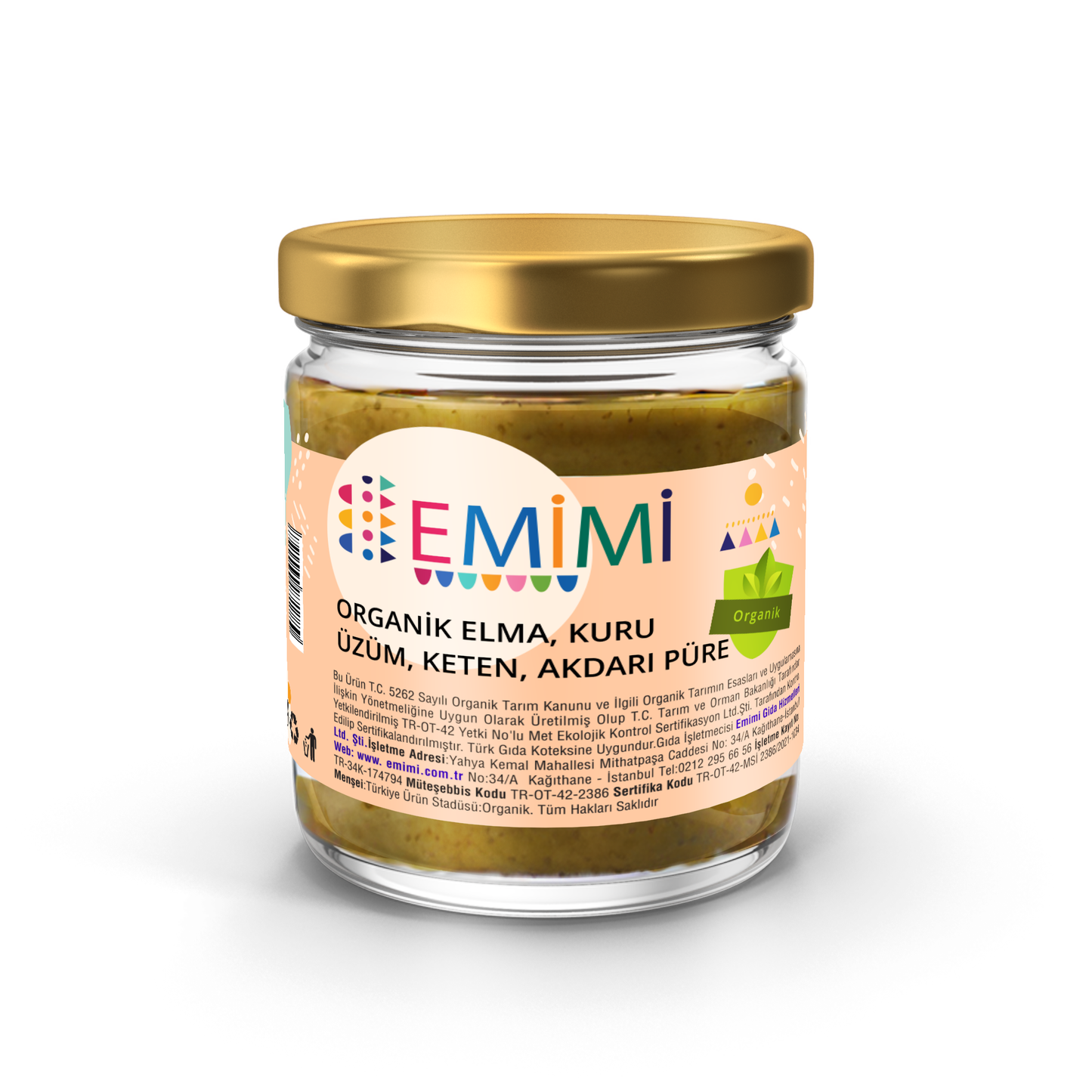 Organik Elma & Kuru Üzüm & Keten & Akdarı, Püre 180 Gram