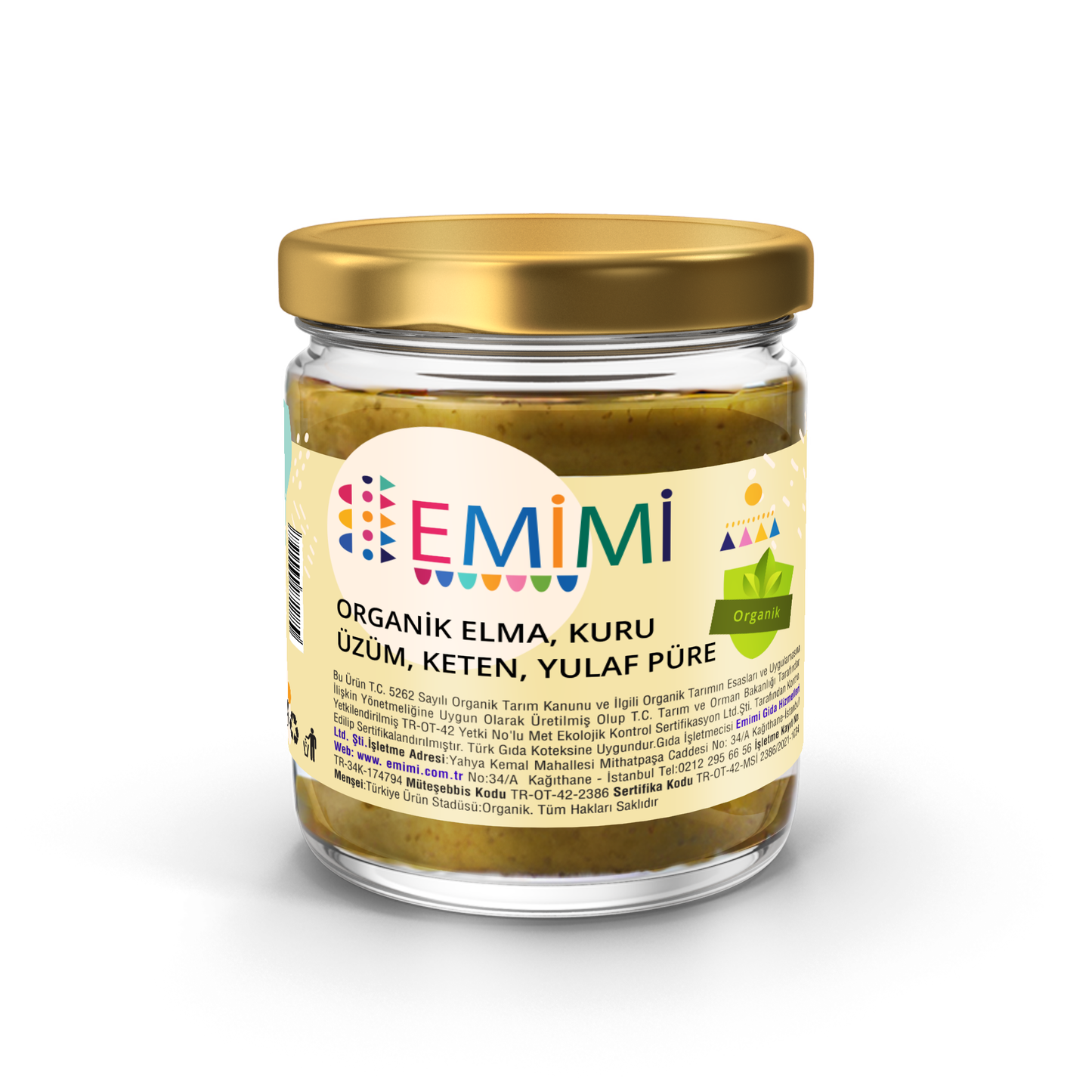 Organik Elma & Kuru Üzüm & Keten & Yulaf, Püre 180 Gram