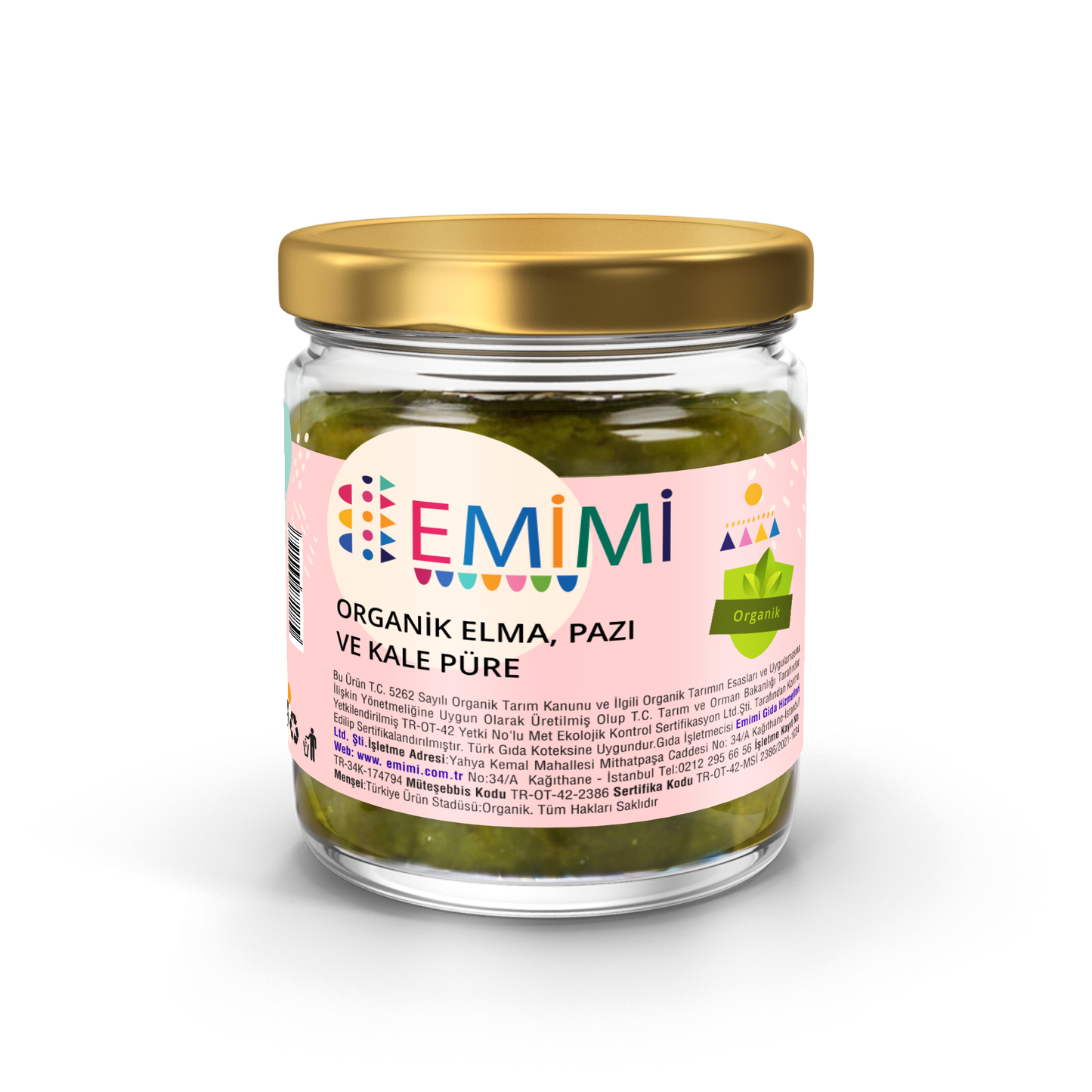 Organik Elma & Pazı & Kale, Püre 180 Gram