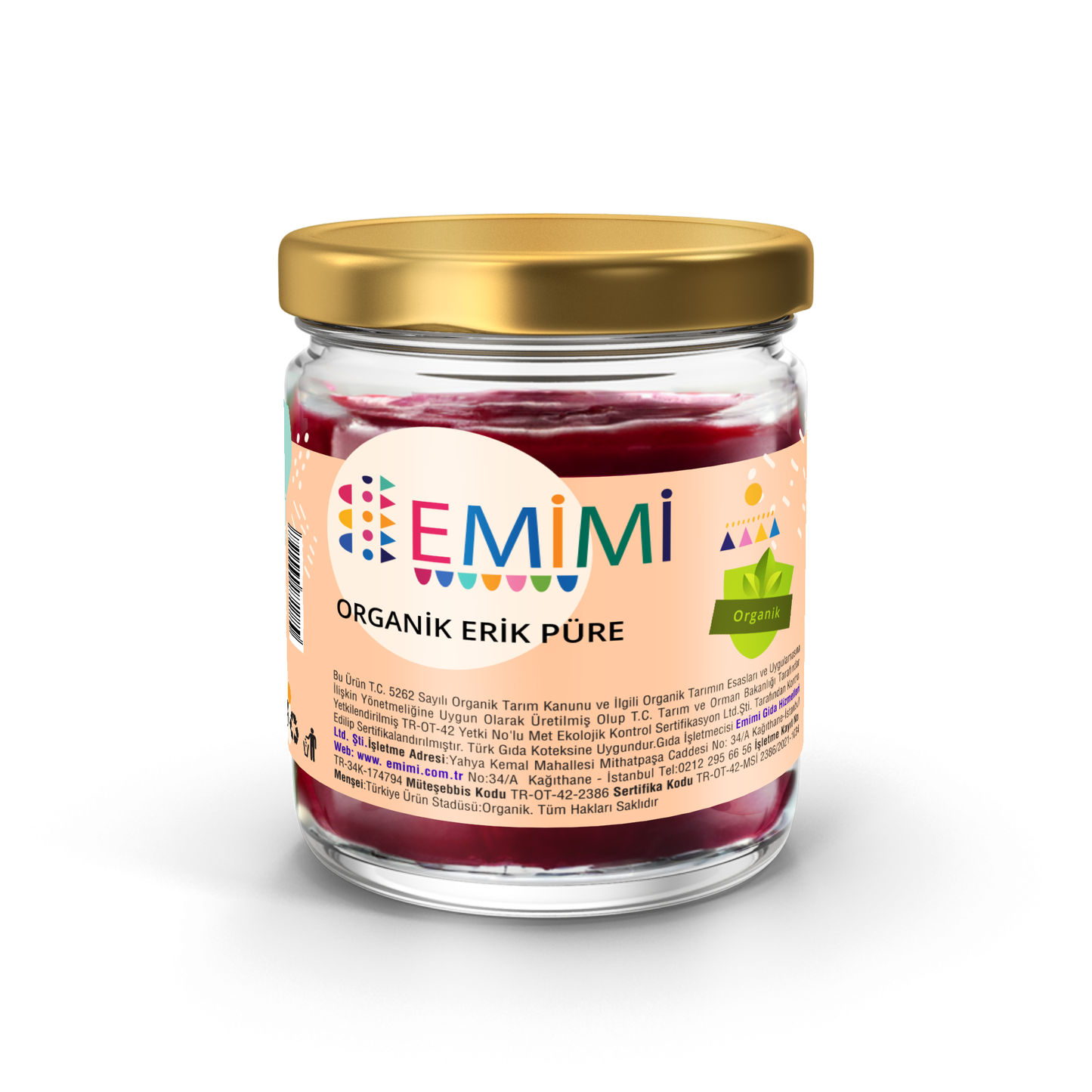 Organik Erik, Püre 180 Gram, Uzun Ömürlü